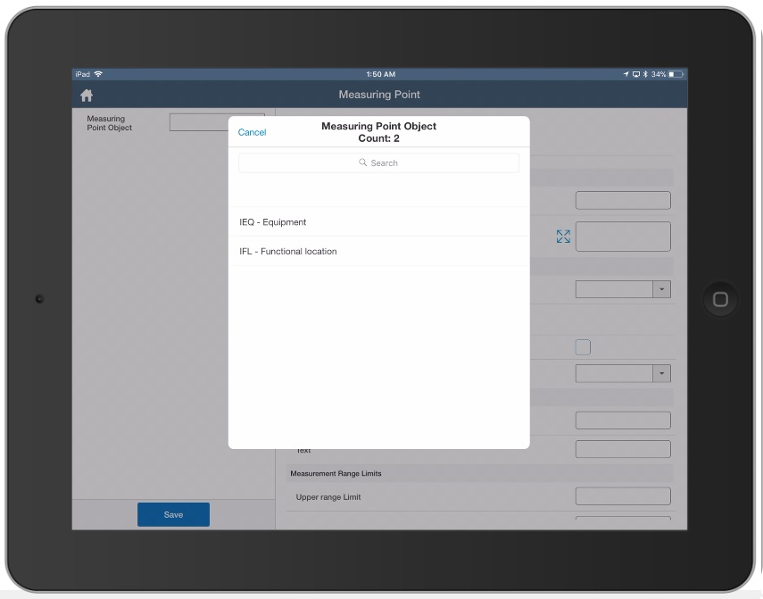 Image of creating measuring point screen