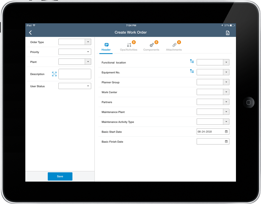 Image of Work Order Header