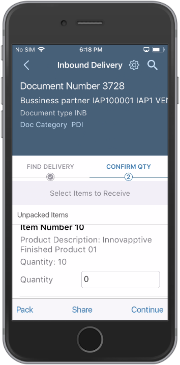 Inbound Delivery Line Items
