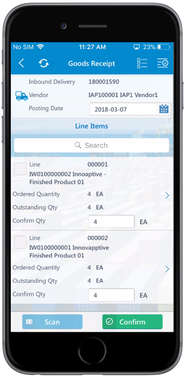 Goods Receiving for Inbound Delivery