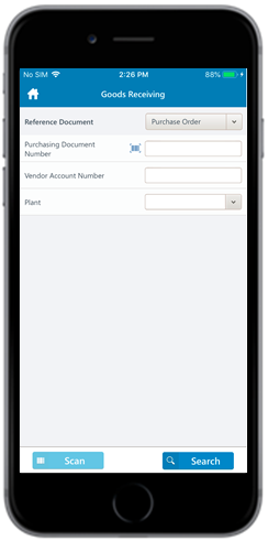 Goods Receiving using Purchase Order Search