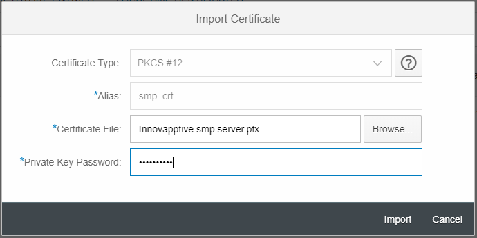 Import Technical Certificate to Local SMP Certificate