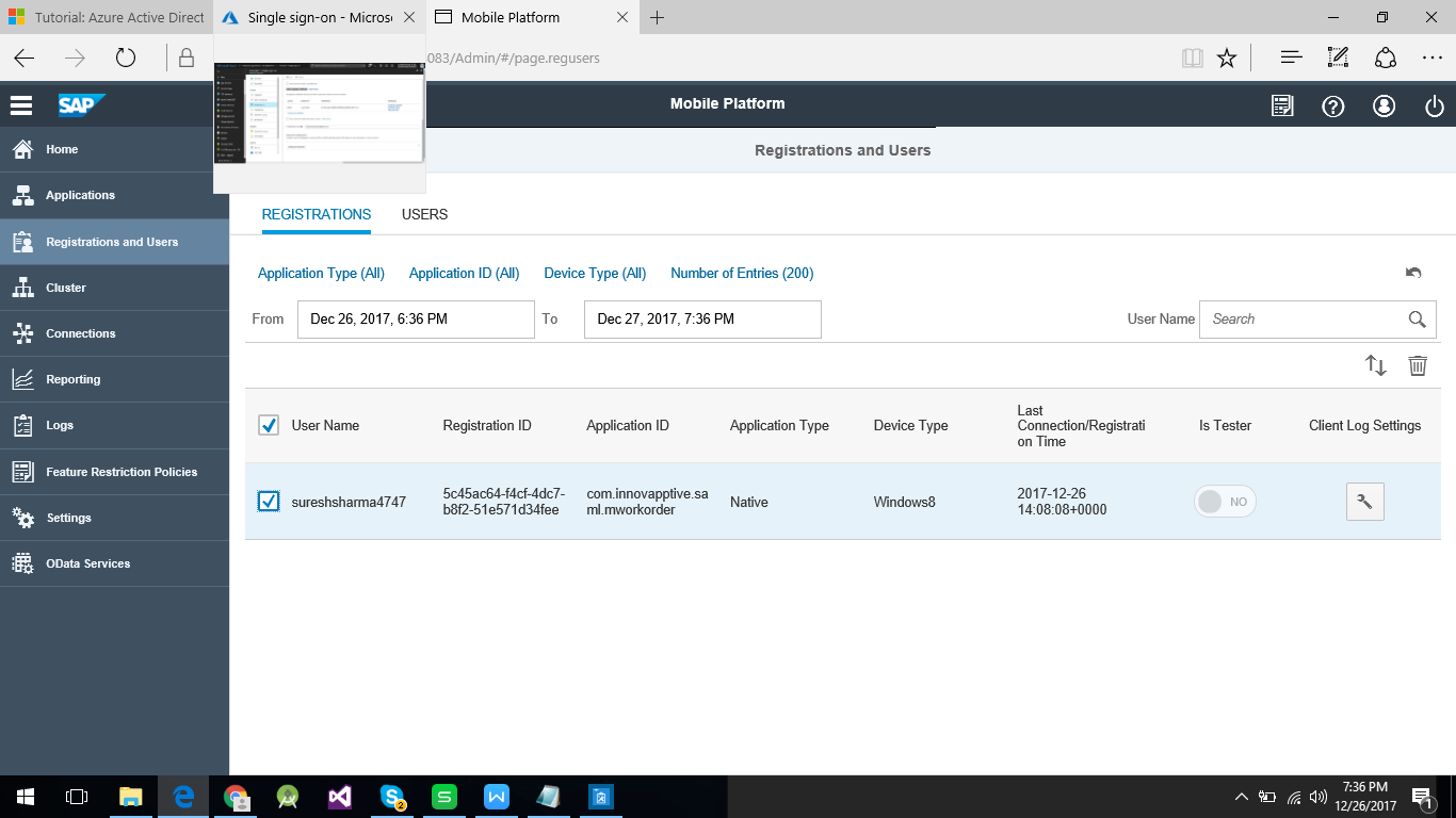 Application registration with AZURE AD