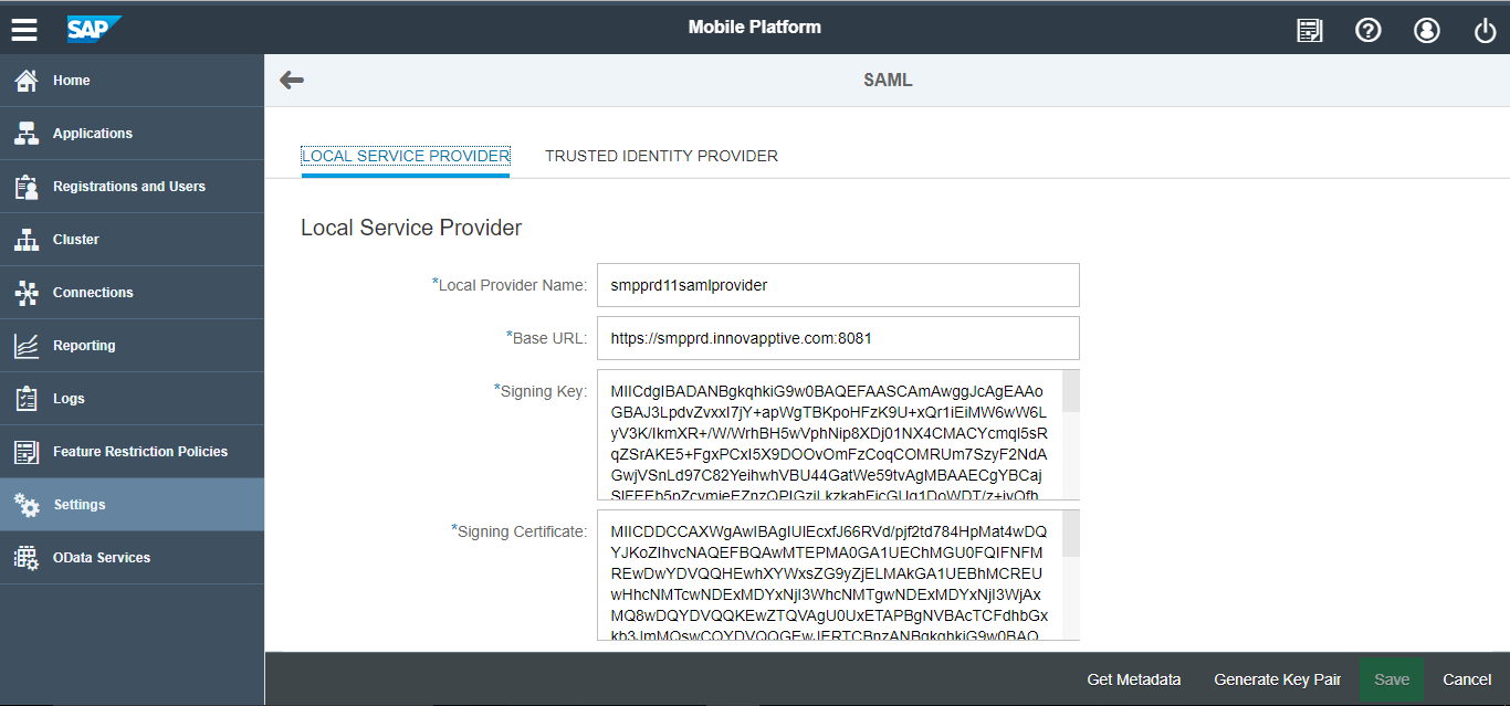 Local Service Provider - SAML