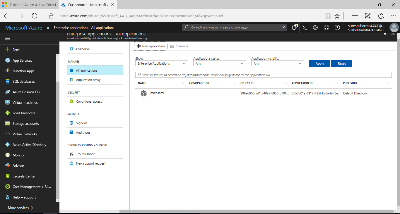 Azure Non-gallery Application