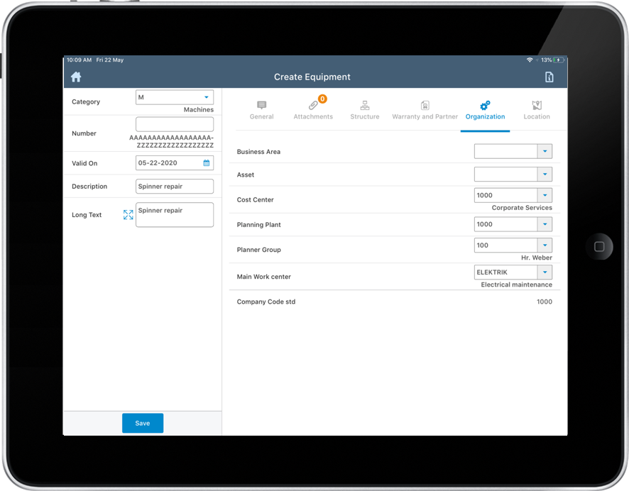 Image of equipment general screen