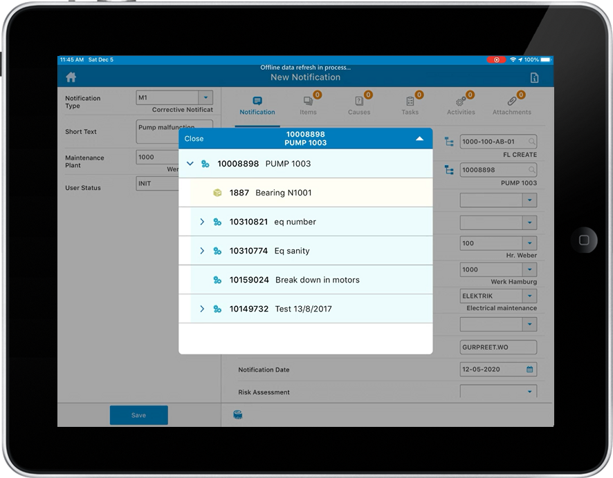 Image of Equipment No. Hierarchical View