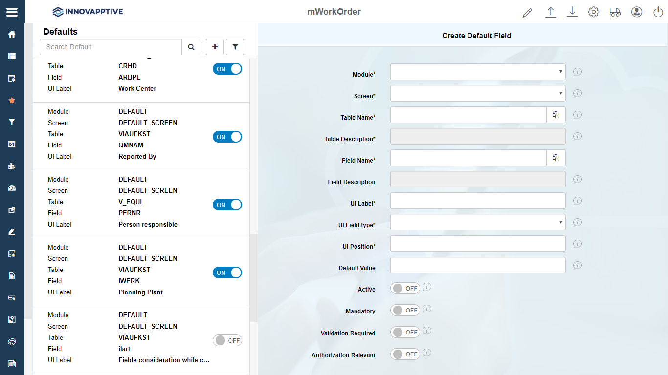 Configure default values