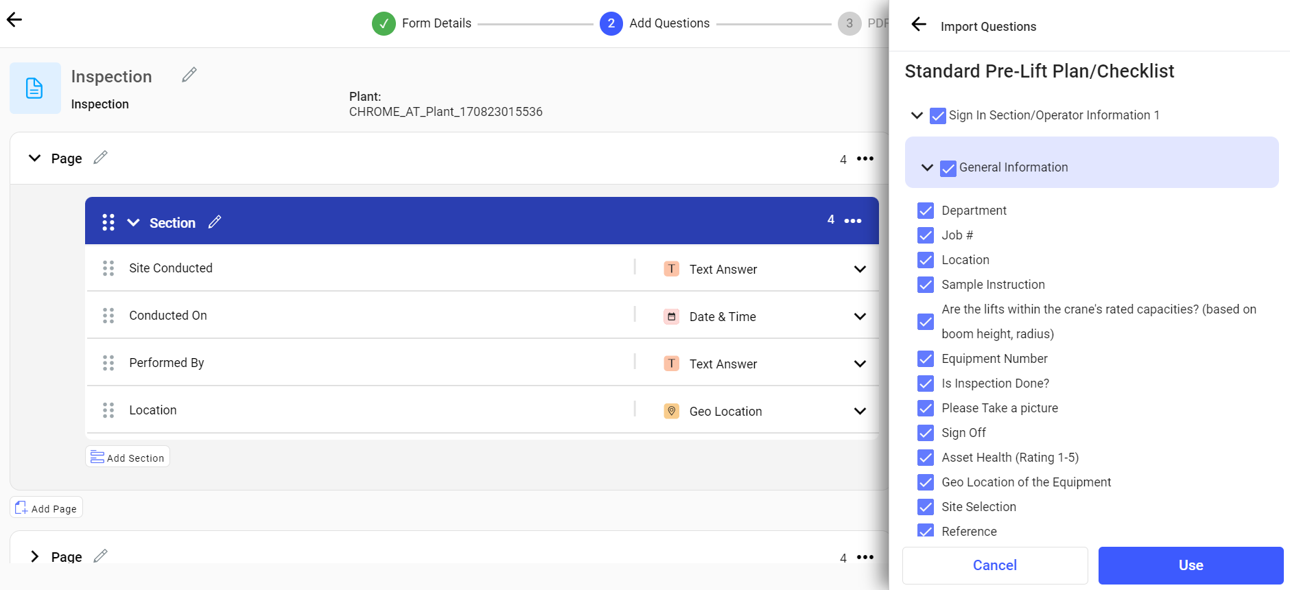 Import Questions from previously created forms