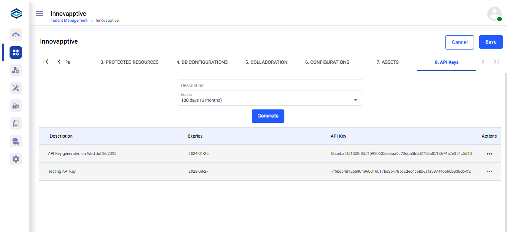 Generate api keys