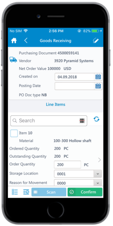 Goods Receiving Return Items Purchase Order