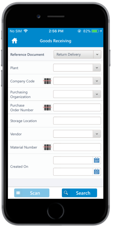 Goods Receiving Return Items Search