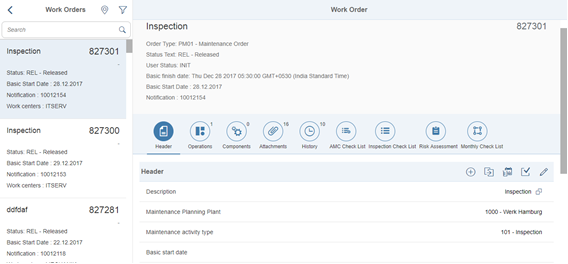Image of application screen on UI5