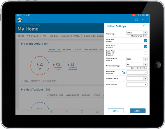 Default Setting screen in User Profile