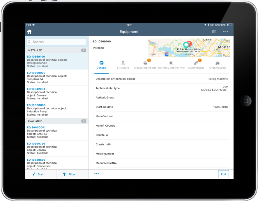 Image of equipment module screen