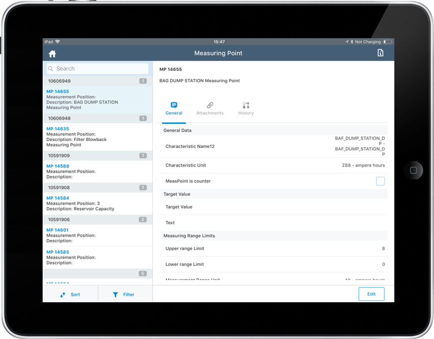 Image of measuring point screen