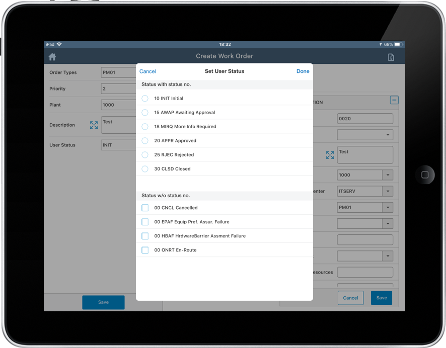 Image of Work Order User Status