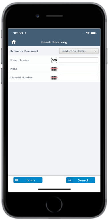 Goods Receiving using Production Order Search