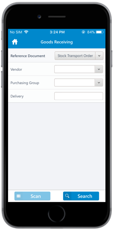 Goods Receiving using Stock Transport Order Search