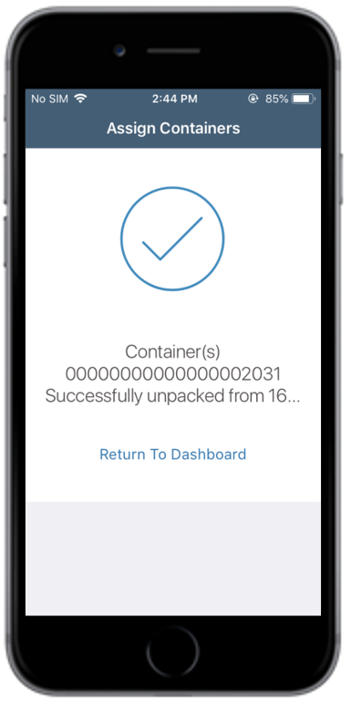 Container(s) Unpacked Confirmation