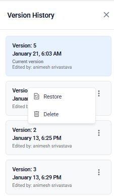 View and Restore Version History