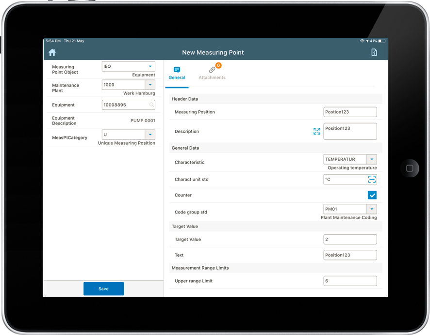 Image of creating measuring point screen
