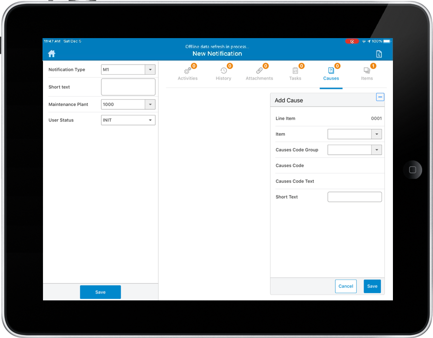 Image of add cause to notification