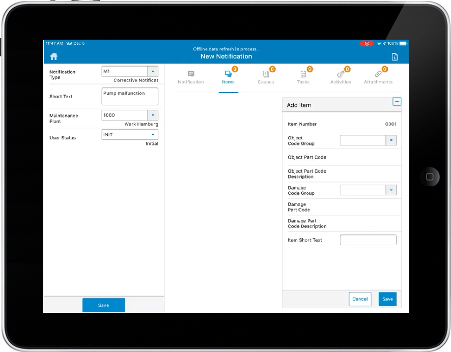 Image of add items to a notification