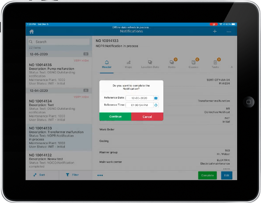 Image of notification complete
