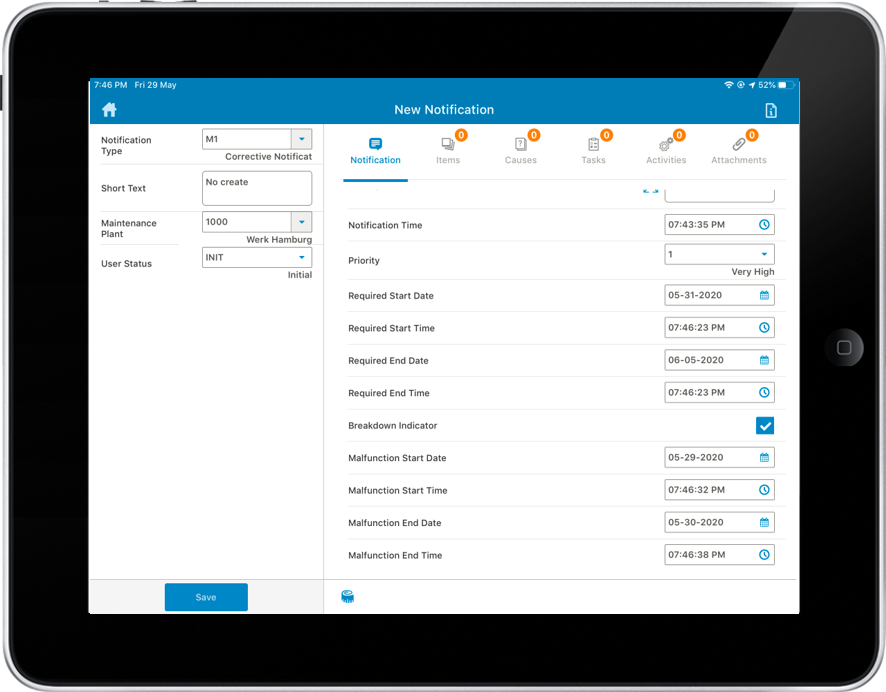 Image of Notification create screen
