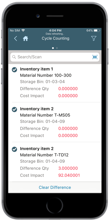 Warehouse inventory record