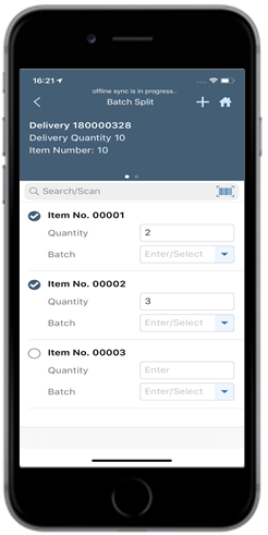 Inbound Delivery Line Items Batch Split