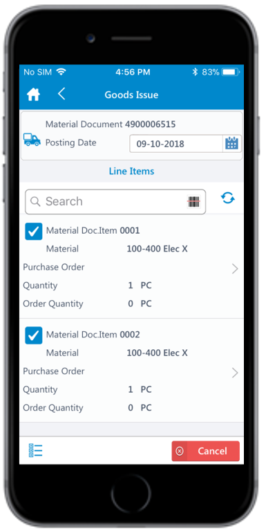 Material Document Line Items