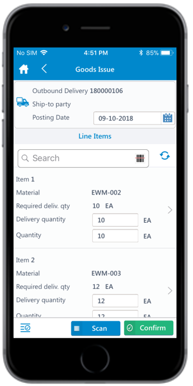 Outbound Delivery Line Items