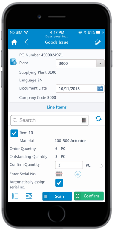 Goods Issue Purchase Order Details