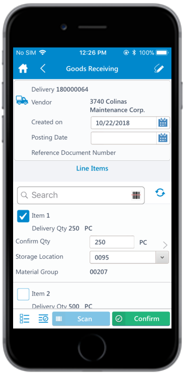 Goods Receiving using Inbound Delivery