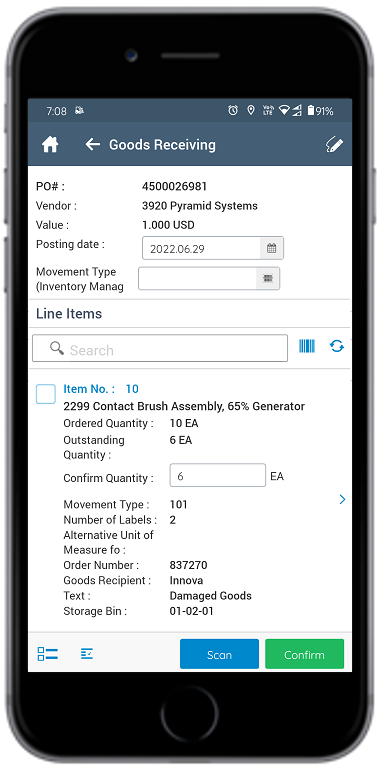 Goods Receiving Purchase Order Details
