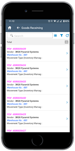 Goods Receiving Purchase Order List