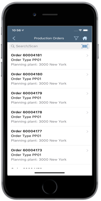 Goods Receiving Production Order List