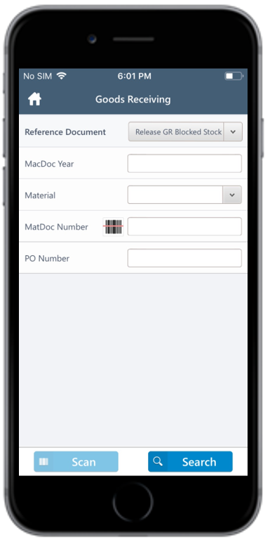Goods Receiving Release Blocked Stock Search