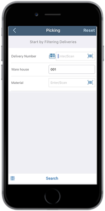 Picking Search Screen