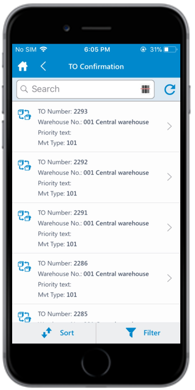 Transfer Orders List