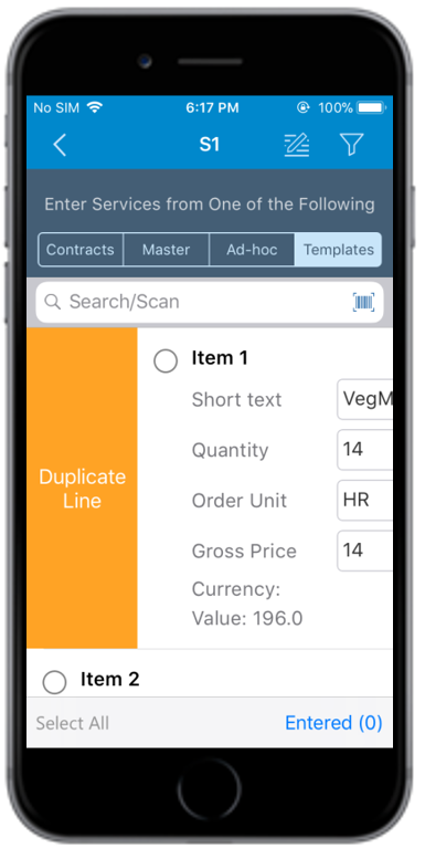 Unplanned Service - Template - Duplicate Item