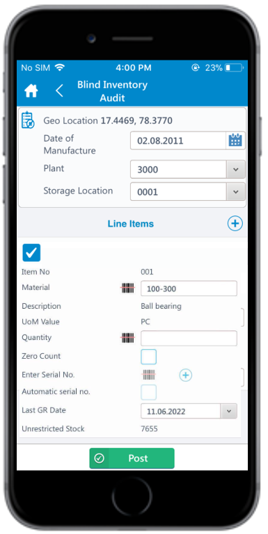 Blind Inventory Audit Details