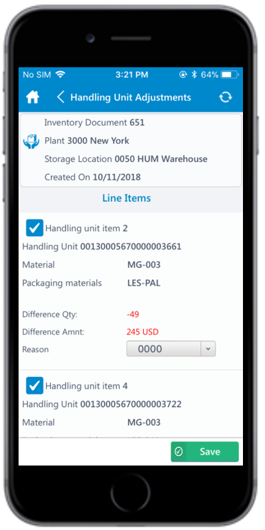 Handling Unit Line Items