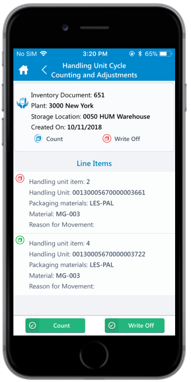 Handling Unit Inventory Document