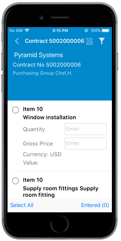 Contract Service Line Items